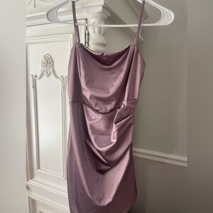 purple silk mini dress